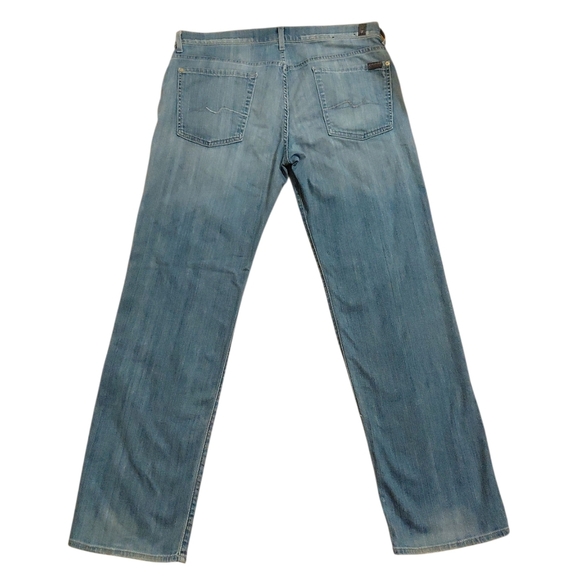 7 for All Mankind Austyn Men's Light Wash Straight Leg Jeans Size 36 X 32 - Picture 2 of 7